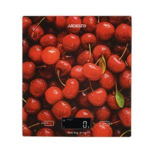 Ваги Ardesto кухонні CHERRY, 5кг, AAAx2 в комплекті, скло, багатокольоровий (SCK-893CHERRY) 371528 фото