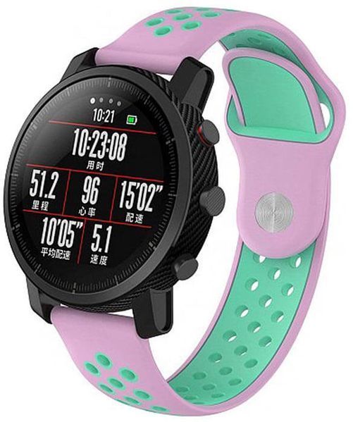 Ремешок Для смарт-часов Силиконовый Двухцветный Ремешок Для Amazfit Stratos/Pace, 22мм, Розово-зелен 132842 фото