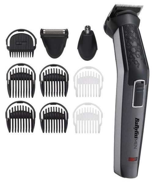 Набір для стрижки Babyliss, для бороди, вусів, голови, носа і тіла, акум., вібраційний мотор, насадок-9, сталь, сірий (MT727E) 371318 фото