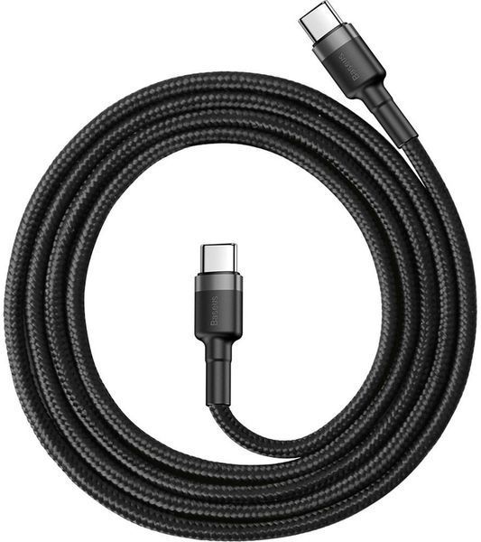 Кабель Baseus Cafule Type-C to Type-C PD2.0 (20V 3A) 1m (CATKLF-GG1) Grey\Black 166343 фото