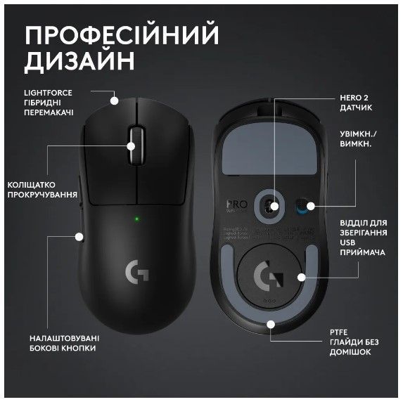 Миша LOGITECH Pro X Superlight 2 Lightspeed Black 306987 фото