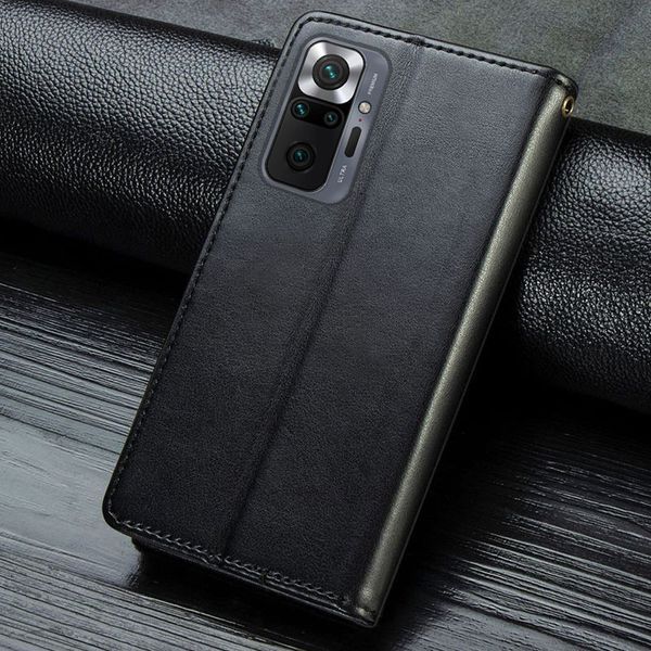 Шкіряний чохол книжка GETMAN Gallant (PU) для Xiaomi Redmi Note 10 Pro / 10 Pro Max Чорний 205671 фото