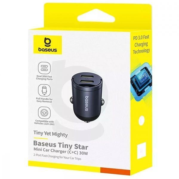АЗП Baseus Tiny Star Mini Car Charger 2xType-C 30W black 361573 фото