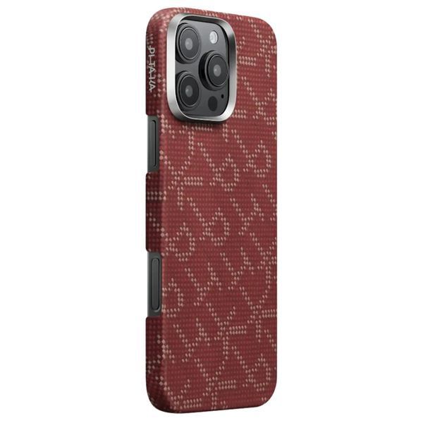 Чохол-накладка iPhone 16 Pro Max Pitaka Tactile Woven Case Monogram - Red/Gold (KI1602PTKP) 377970 фото
