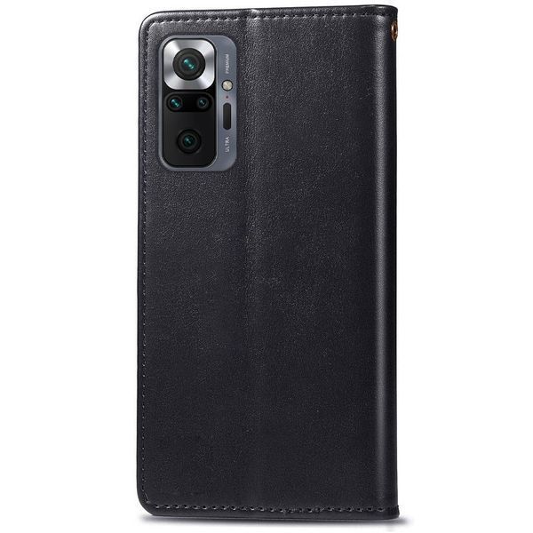 Шкіряний чохол книжка GETMAN Gallant (PU) для Xiaomi Redmi Note 10 Pro / 10 Pro Max Чорний 205671 фото