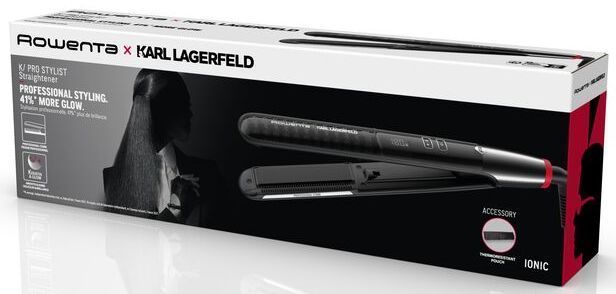 Випрямляч Rowenta x Karl Lagerfeld K/Pro Stylist Straightener, темп.режимів-8, 140-210С, дисплей, іонізація, кераміка, чорний (SF466LF0) 372661 фото