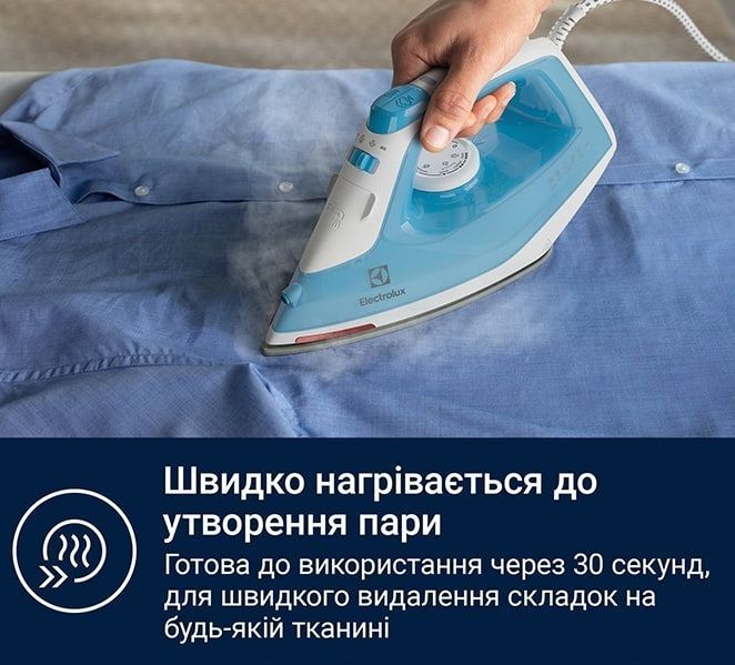 Праска Electrolux, 2300Вт, 250мл, паровий удар 110гр, керам. підошва, синьо-білий (E5SI2-4CB) 374364 фото