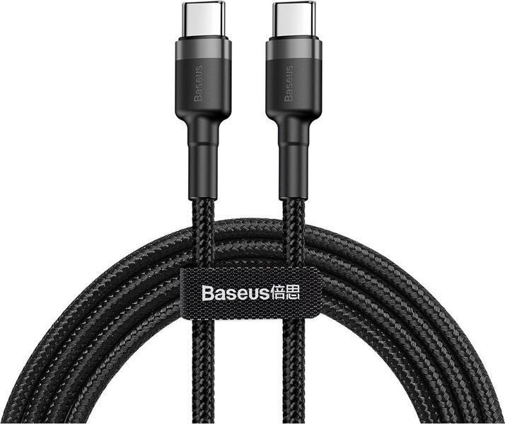 Кабель Baseus Cafule Type-C to Type-C PD2.0 (20V 3A) 1m (CATKLF-GG1) Grey\Black 166343 фото
