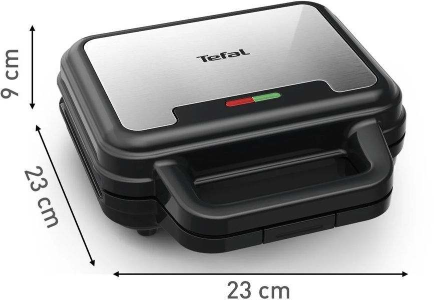 Мультимейкер Tefal UltraCompact 3in1 700Вт, тефлон, 3 пластини, корпус-метал, чорно-сірий (SW383D10) 372112 фото