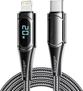 Кабель Essager LED Digital Display PD 20W Fast Charging Type C to Lightnining USB Cable 1m (EXCTL-YD01) Black 314494 фото