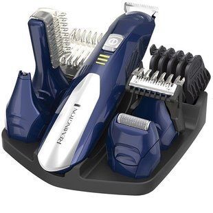 Набір для стрижки Remington All in one kit, для бороди, вусів, голови і тіла, мережа+акум., насадок-11, титан.напил., синьо-сріблястий (PG6045) 372057 фото