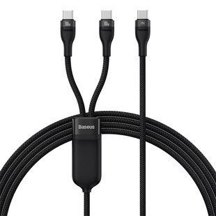 Кабель Baseus Flash Series 2 One-for-Two Fast Charging Type-C (Type-C + Type-C) 100W (1.5m) CASS060001 Black 272620 фото