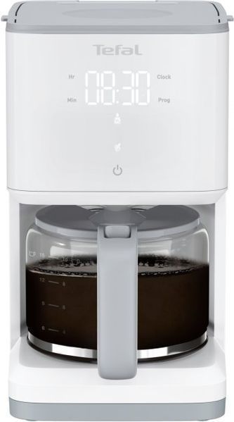 Кавоварка Tefal крапельна Sense 1.25л, мелена, LED-дисплей, сенсор.керування, білий (CM693110) 373053 фото