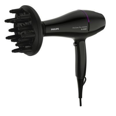 Фен Philips DryCare ACmotor, 2200Вт, 3 режими, дифузор, іоніз-я, хол. обдув, чорний (BHD274/00) 366270 фото