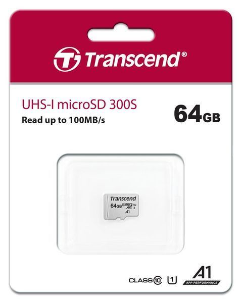 Карта пам'яті Transcend microSD 64GB C10 UHS-I R100/W20MB/s (TS64GUSD300S) 372423 фото