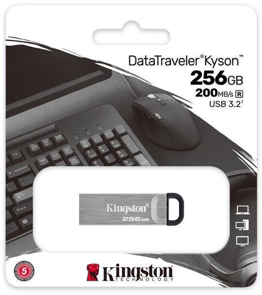 Флеш-накопичувач USB3.2 256GB Kingston DataTraveler Kyson (DTKN/256GB) Silver/Black 288189 фото