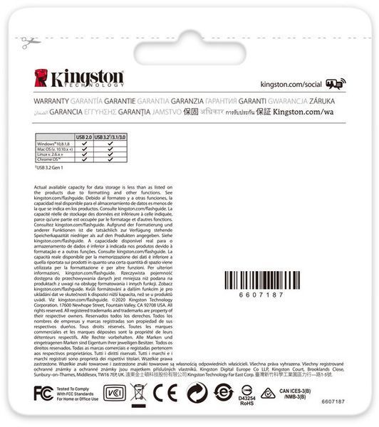 Флеш-накопичувач USB3.2 256GB Kingston DataTraveler Kyson (DTKN/256GB) Silver/Black 288189 фото