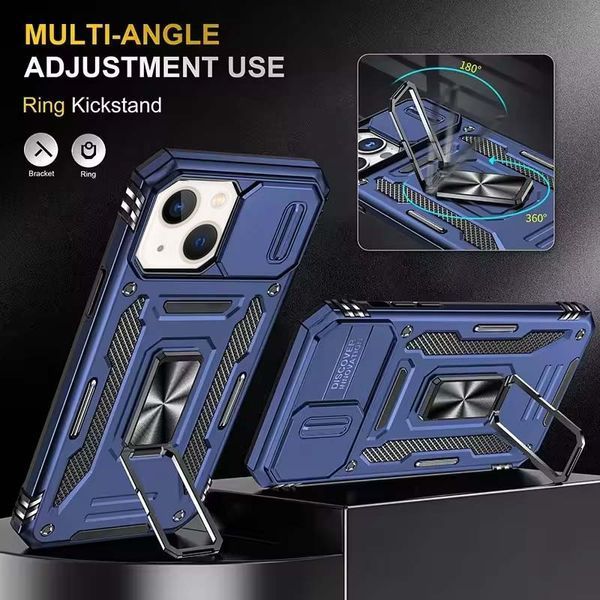 Ударостійкий чохол Camshield Army Ring для Apple iPhone 13 (6.1") Синій / Navy 320102 фото