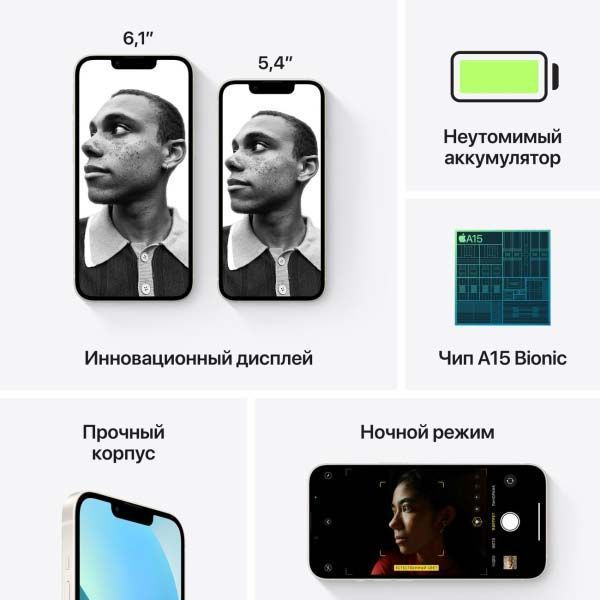 Смартфон Apple iPhone 13 128GB Starlight (MLPG3) 215400 фото