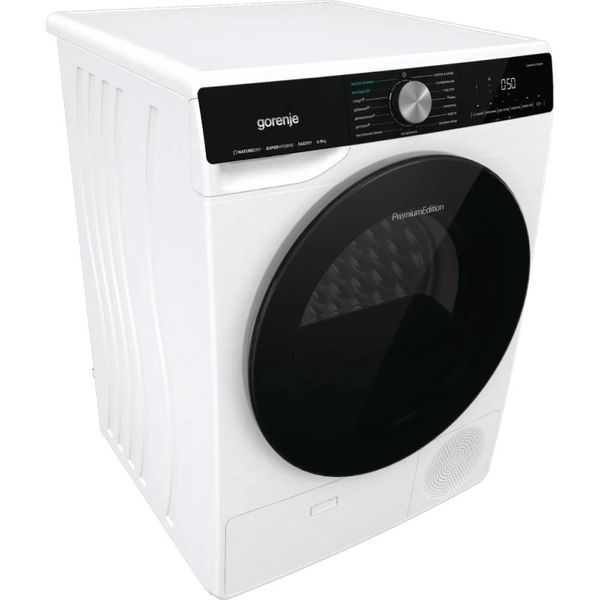 Сушильна машина Gorenje тепловий насос, 9кг, A++, 60см, дисплей, 15 програм, підсвітка барабану, білий (DNS92) 374458 фото