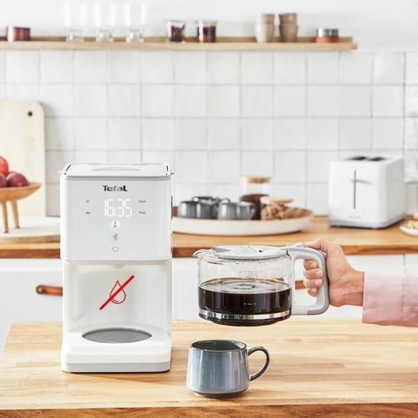 Кавоварка Tefal крапельна Sense 1.25л, мелена, LED-дисплей, сенсор.керування, білий (CM693110) 373053 фото