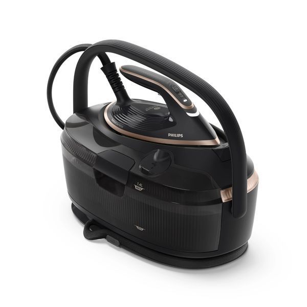Парогенератор Philips PerfectCare 8000, 3120Вт, 1400мл, паровий удар -800гр, верт. відпарювання, нерж. сталь, чорний 399904 фото