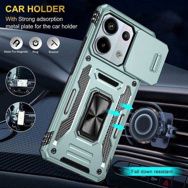 Ударостійкий чохол Camshield Army Ring для Xiaomi Redmi Note 13 4G Зелений / Light Green 315913 фото