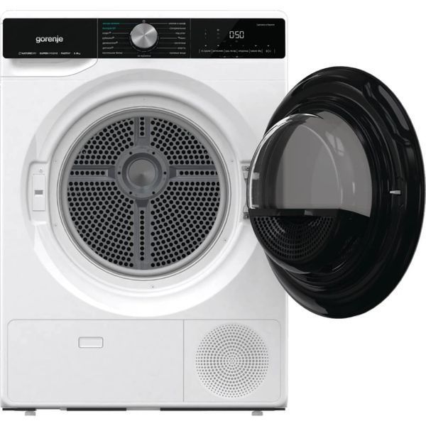 Сушильна машина Gorenje тепловий насос, 9кг, A++, 60см, дисплей, 15 програм, підсвітка барабану, білий (DNS92) 374458 фото