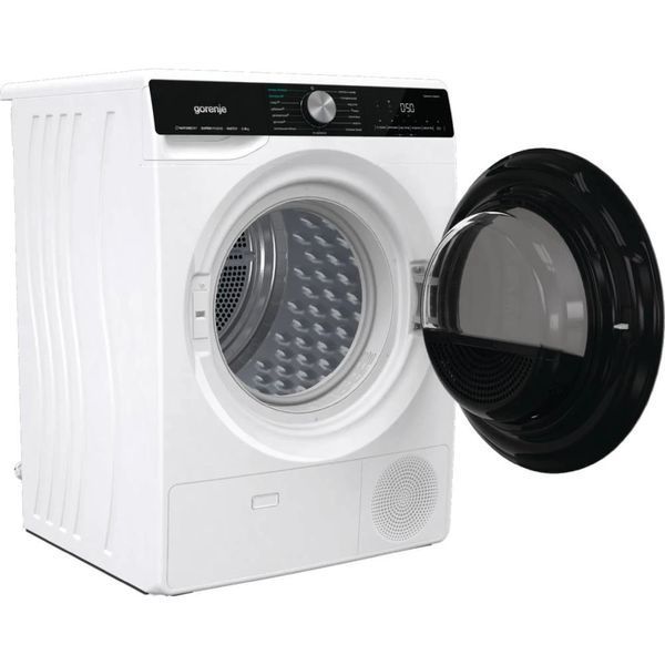 Сушильна машина Gorenje тепловий насос, 9кг, A++, 60см, дисплей, 15 програм, підсвітка барабану, білий (DNS92) 374458 фото