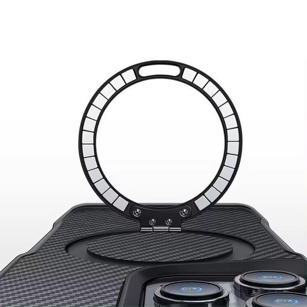 TPU+PC чохол Metal Buttons with MagSafe Carbon Ring для Apple iPhone 15 Pro Max (6.7") Чорний 321369 фото