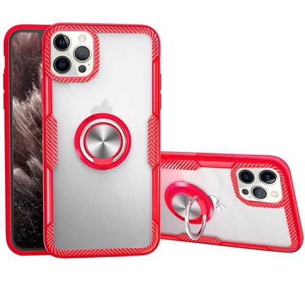TPU+PC чохол Deen CrystalRing for Magnet (opp) для Apple iPhone 13 Pro (6.1") Безбарвний / Червоний 224892 фото
