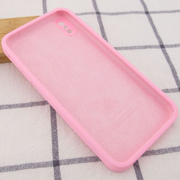 Чохол Silicone Case Square Full Camera Protective (AA) для Apple iPhone XS / X (5.8") Рожевий / Light pink 215958 фото