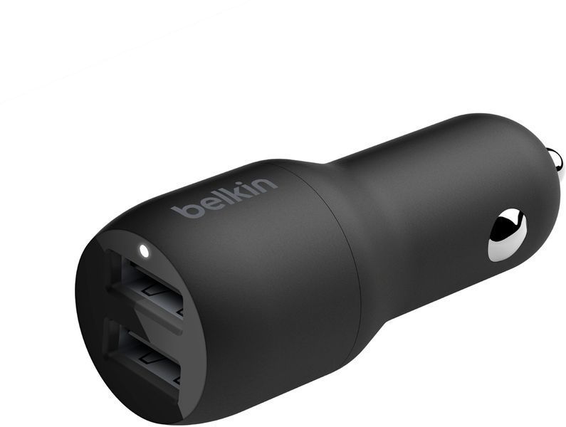 Зарядний пристрій автомобільний Belkin 24Вт 2хUSB-A, чорний (CCB001BTBK) 363085 фото