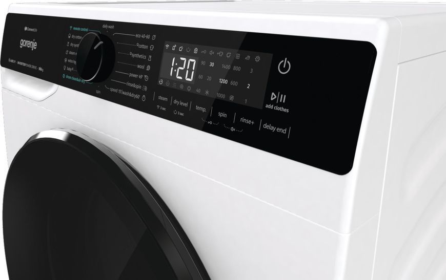 Прально-сушильна машина Gorenje фронтальна, 9(6)кг, 1400, A+, 55см, дисплей, інвертор, Wi-Fi, білий (WD2PA964ADW) 379923 фото
