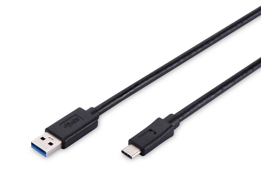 Кабель DIGITUS USB-C > USB-A заряджання/синхронізації, Type-C, 1м, чорний (AK-300136-010-S) 368359 фото