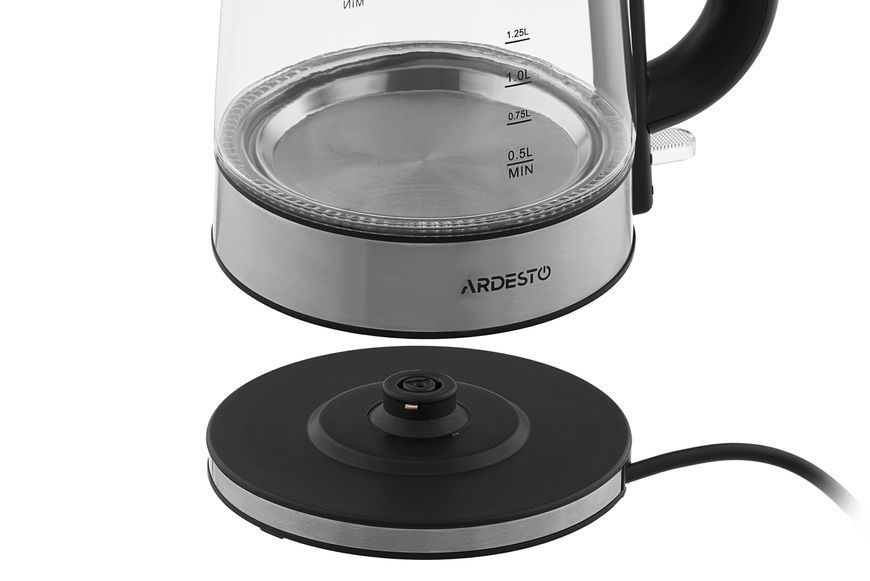 Електрочайник Ardesto 1.7л, Strix, скло, сріблясто-чорний (EKL-F200) 369629 фото