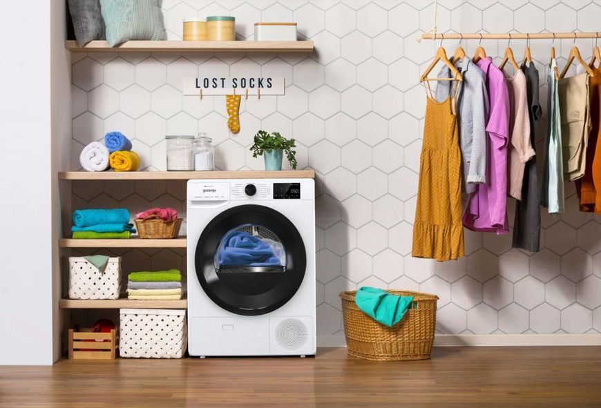 Сушильна машина Gorenje тепловий насос, 9кг, A++, 60см, дисплей, 16 програм, Wi-Fi, білий (DPNE92GNLWIFI) 375574 фото