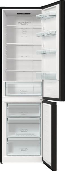 Холодильник з нижн. мороз. камерою Gorenje, 200х60х60см, 2 двері, 235( 96)л, А++, NoFrost+ , LED дисплей, Зона св-ті, чорний (NRK6202EBXL4) 375362 фото