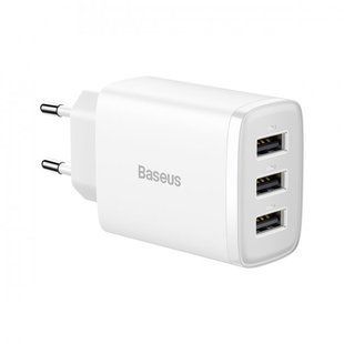 Зарядний Пристрій Baseus Compact 17W (3USB) (CCXJ020102) White 261199 фото