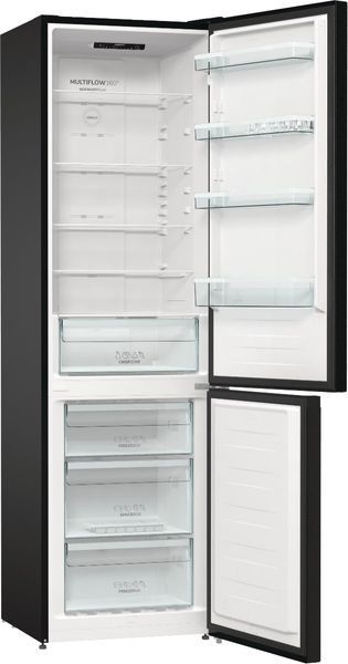 Холодильник з нижн. мороз. камерою Gorenje, 200х60х60см, 2 двері, 235( 96)л, А++, NoFrost+ , LED дисплей, Зона св-ті, чорний (NRK6202EBXL4) 375362 фото