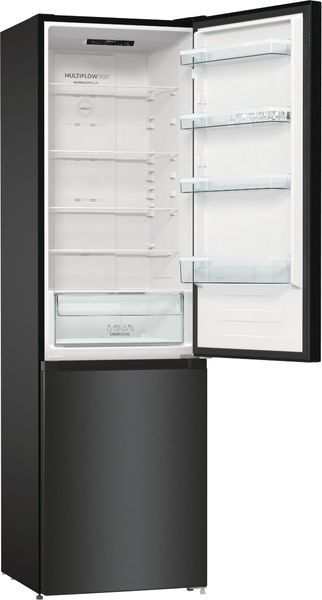 Холодильник з нижн. мороз. камерою Gorenje, 200х60х60см, 2 двері, 235( 96)л, А++, NoFrost+ , LED дисплей, Зона св-ті, чорний (NRK6202EBXL4) 375362 фото