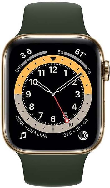 Смарт-годинник Apple Watch Series 6 4G 44mm Gold Stainless Steel Case With Cyprus Green Sport Band (M09F3) 166436 фото