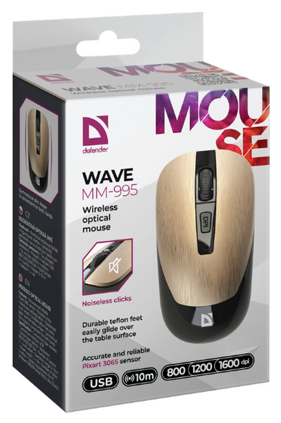 Миша DEFENDER (52992) Wave MM-995, 4D, 800-1600dpi, BRONZE, wireless, silent 307010 фото