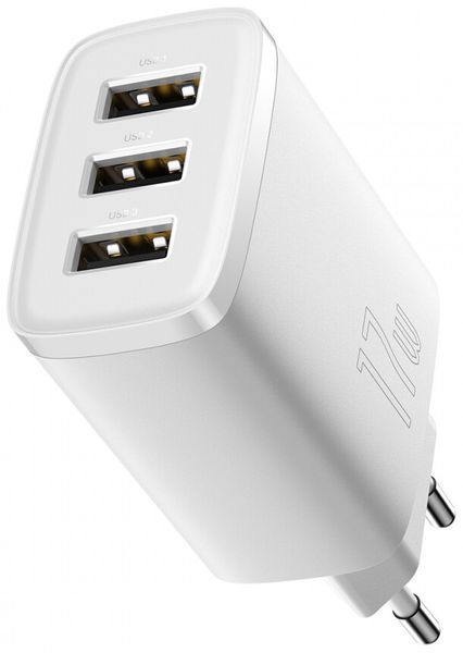 Зарядний Пристрій Baseus Compact 17W (3USB) (CCXJ020102) White 261199 фото