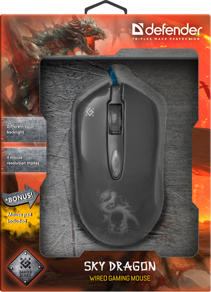 Миша DEFENDER Sky Dragon GM-090L 6 кн., 3200dpi, ігр.килимок 306219 фото