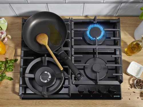 Варильна поверхня Gorenje газова на склі, 60см, чавун, чорний (GKTW642SYB) 369535 фото