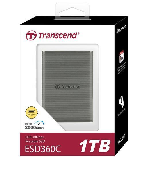 Портативний SSD Transcend 1TB USB 3.2 Gen 2x2 Type-C ESD360C Сірий (TS1TESD360C) 371730 фото