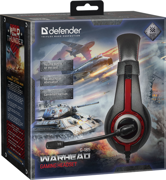 гарнітура DEFENDER Warhead G-185 2m чорний+червоний 306153 фото