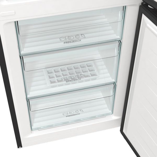 Холодильник з нижн. мороз. камерою Gorenje, 200х60х60см, 2 двері, 235( 96)л, А++, NoFrost+ , LED дисплей, Зона св-ті, чорний (NRK6202EBXL4) 375362 фото