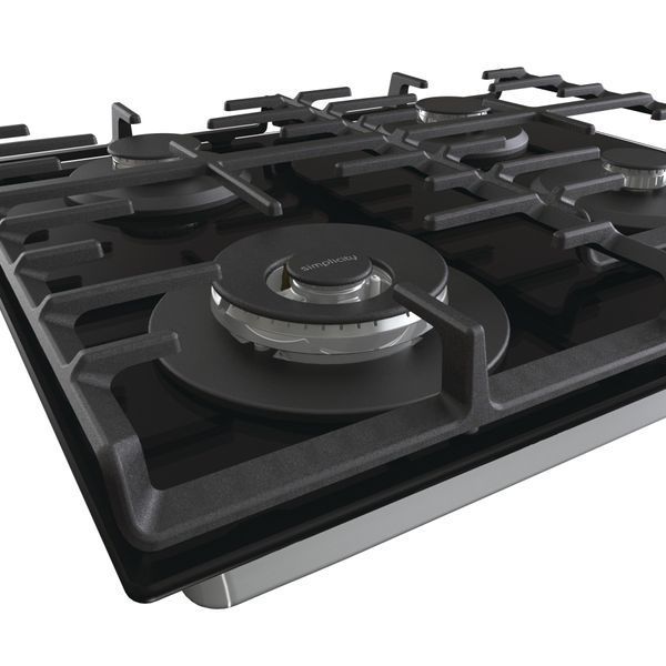 Варильна поверхня Gorenje газова на склі, 60см, чавун, чорний (GKTW642SYB) 369535 фото